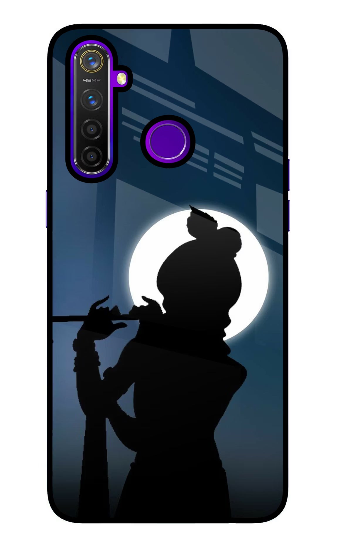 Shri Krishna Silhouette Realme 5 Pro Glass Case Back Cover by Casekaro