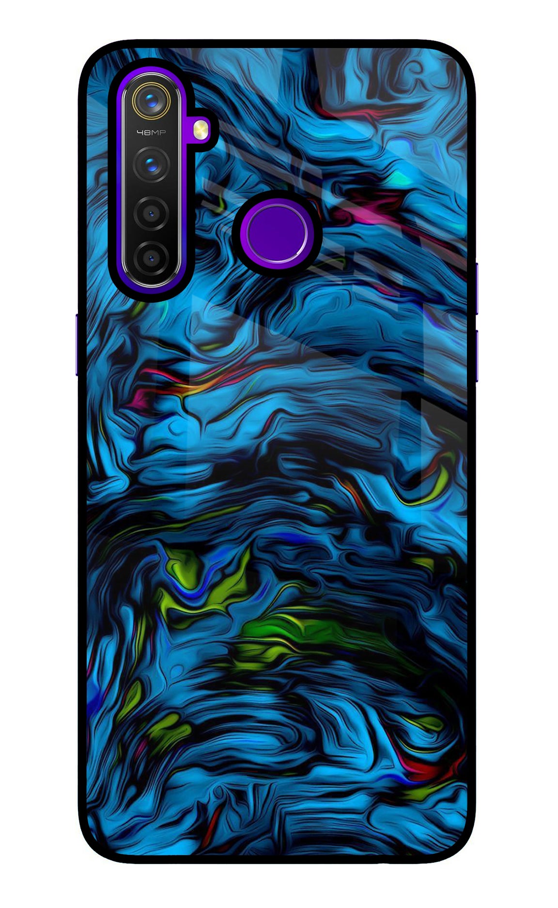 Dark Blue Abstract Realme 5 Pro Glass Case