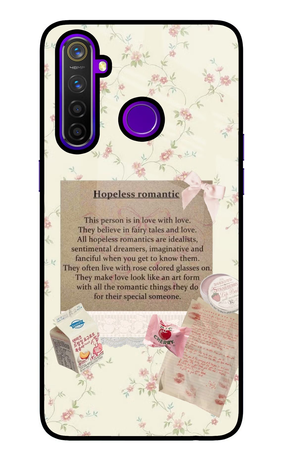 Hopeless Romantic Realme 5 Pro Glass Case Back Cover by Casekaro