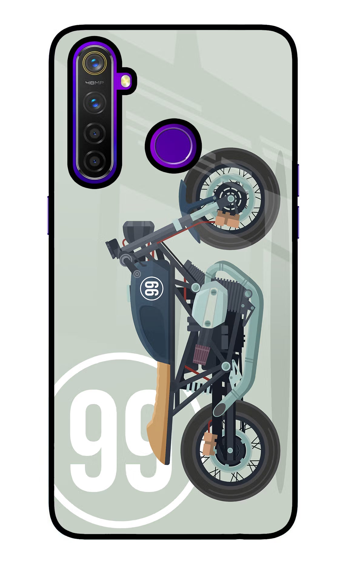 Classic Cafe Racer 99 Realme 5 Pro Glass Case Back Cover by Casekaro
