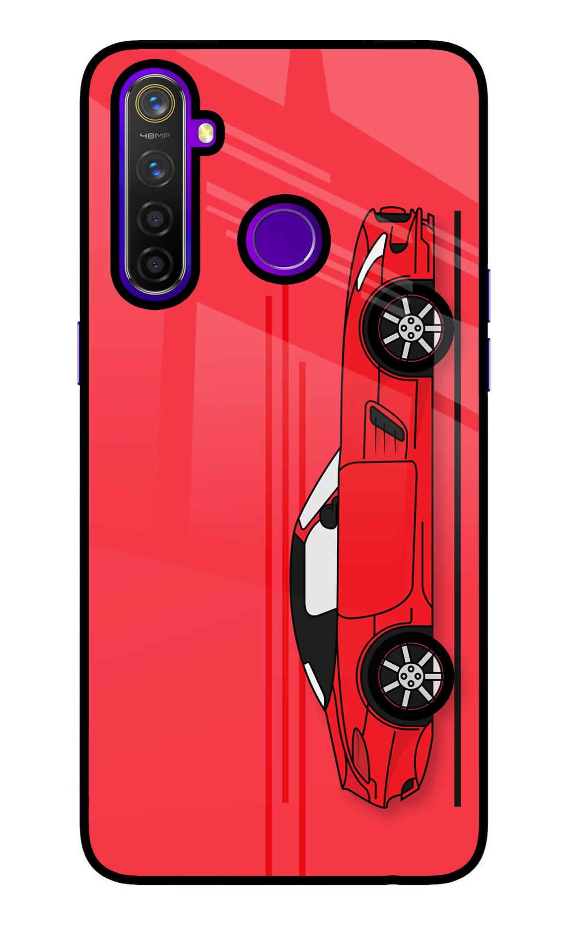 Red Velocity Realme 5 Pro Glass Case Back Cover by Casekaro