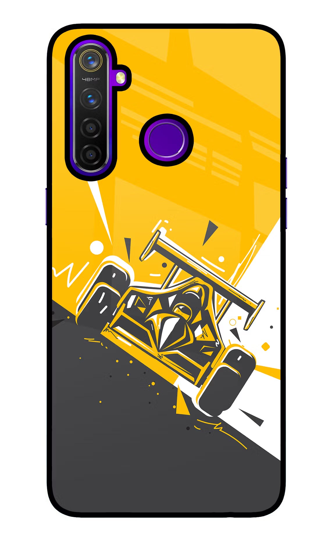 Track King Realme 5 Pro Glass Case Back Cover by Casekaro