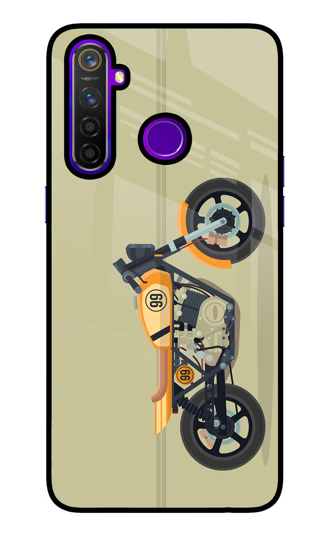 Vertical Speedster Realme 5 Pro Glass Case Back Cover by Casekaro