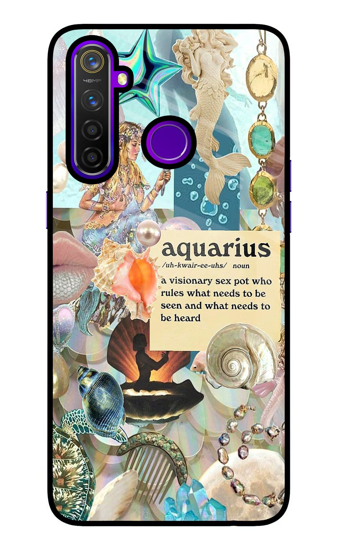 Aquarius Zodiac Realme 5 Pro Glass Case Back Cover by Casekaro