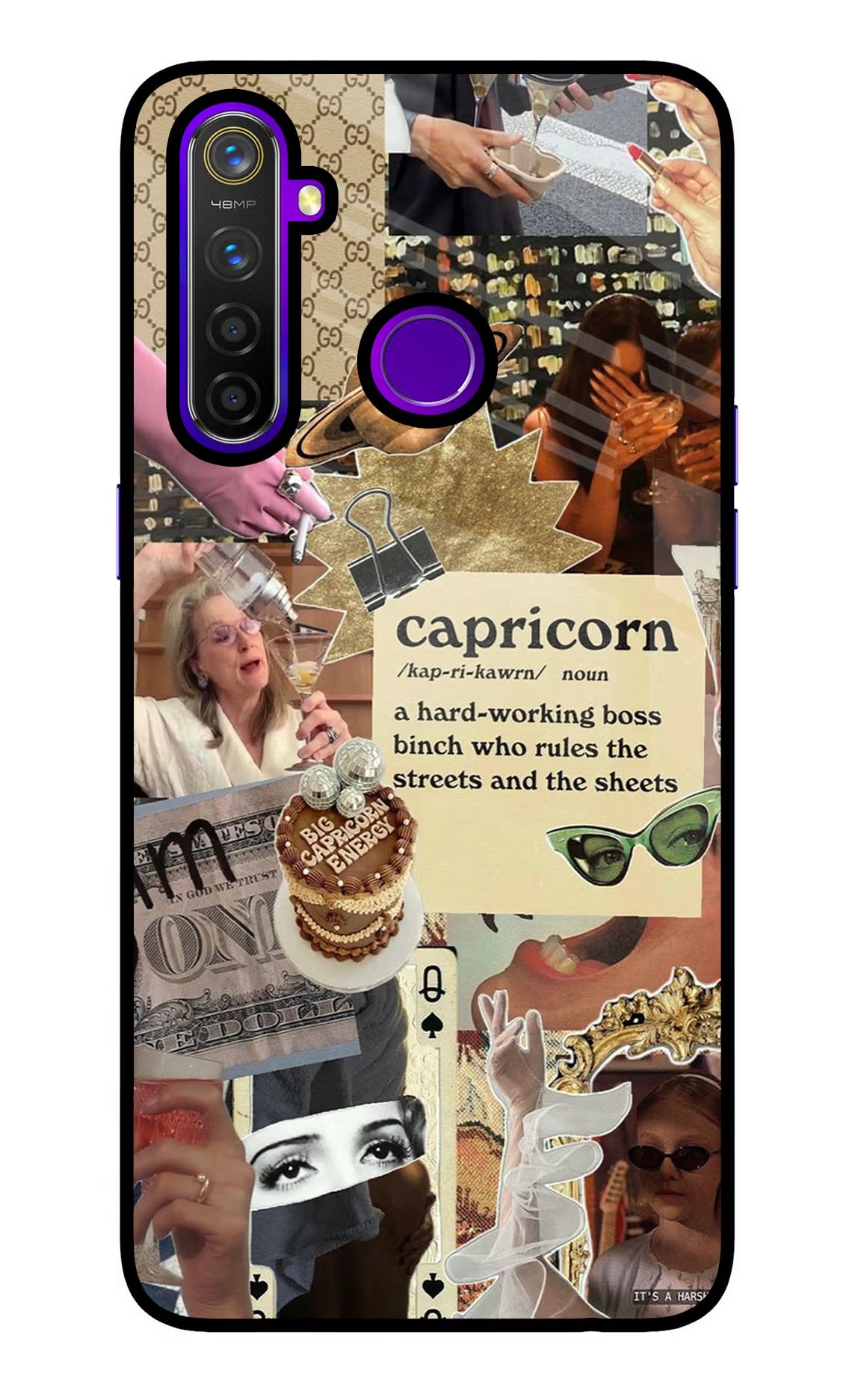 Capricorn Zodiac Realme 5 Pro Glass Case Back Cover by Casekaro