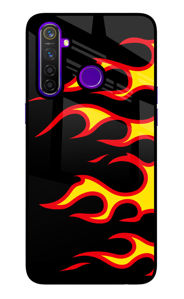Side Sweep Flames Realme 5 Pro Glass Case