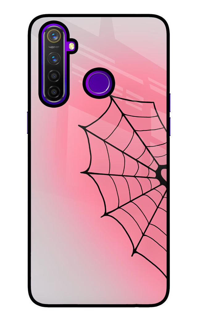 Pink Web Realme 5 Pro Glass Case