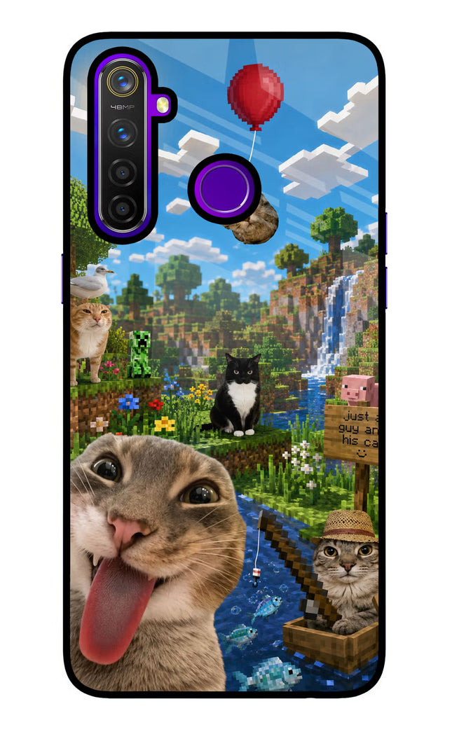 Minecraft Cat Chaos Realme 5 Pro Glass Case