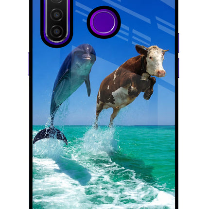 Dolphin vs Cow Realme 5 Pro Glass Case