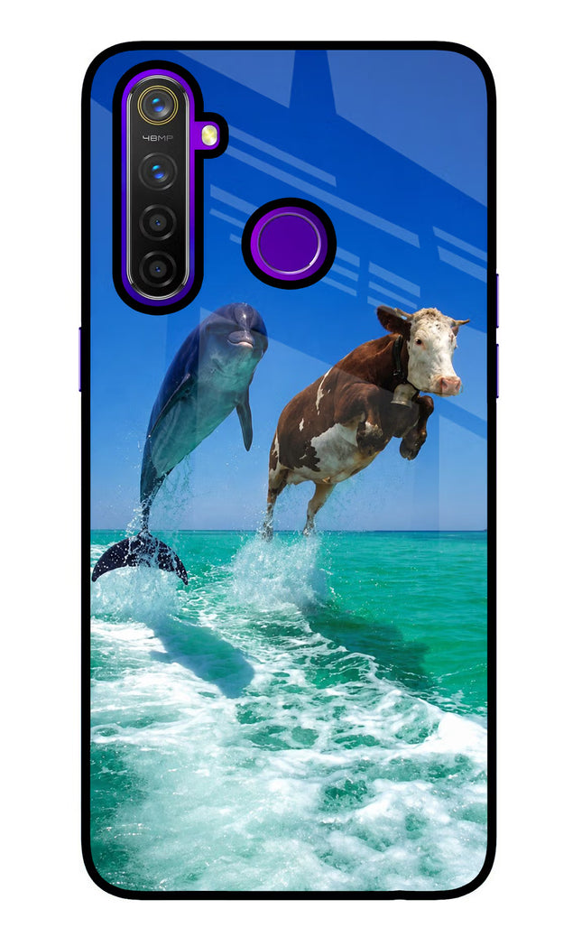 Dolphin vs Cow Realme 5 Pro Glass Case