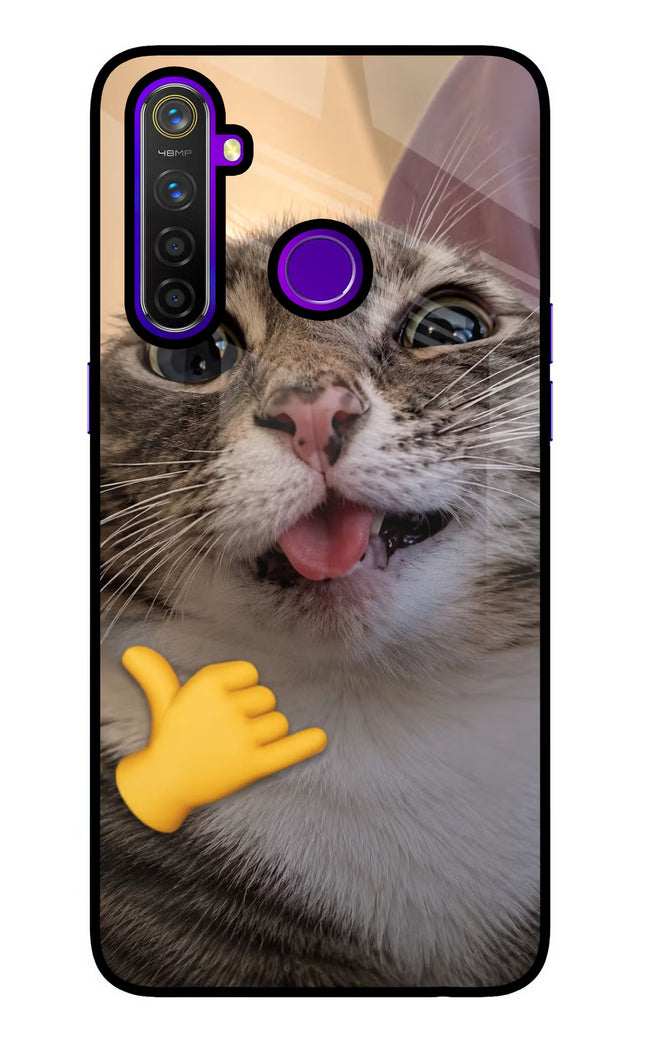 Silly Cat Call Realme 5 Pro Glass Case