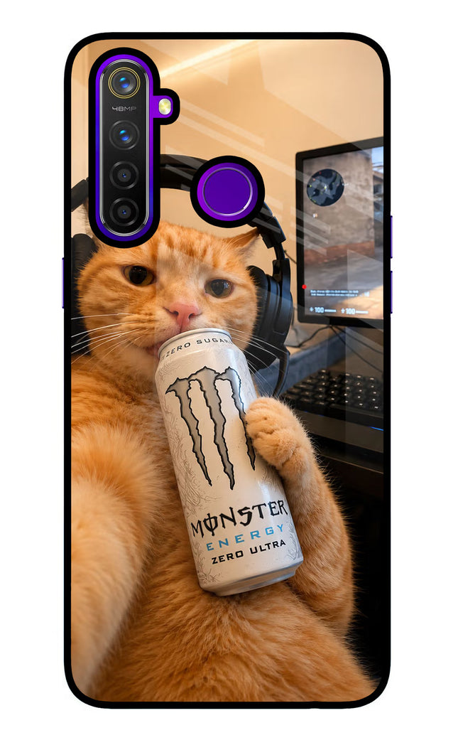 Gamer Cat Energy Realme 5 Pro Glass Case