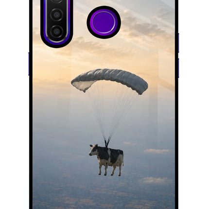 Skydiving Cow Realme 5 Pro Glass Case