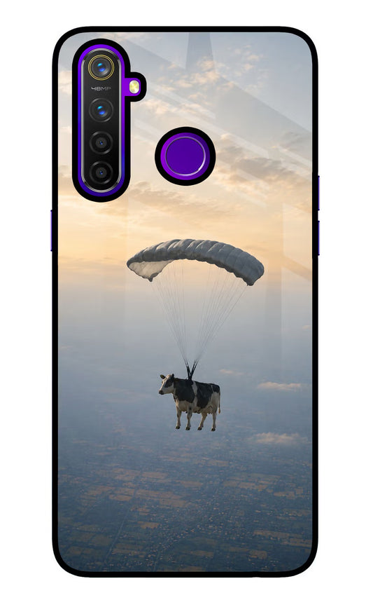 Skydiving Cow Realme 5 Pro Glass Case