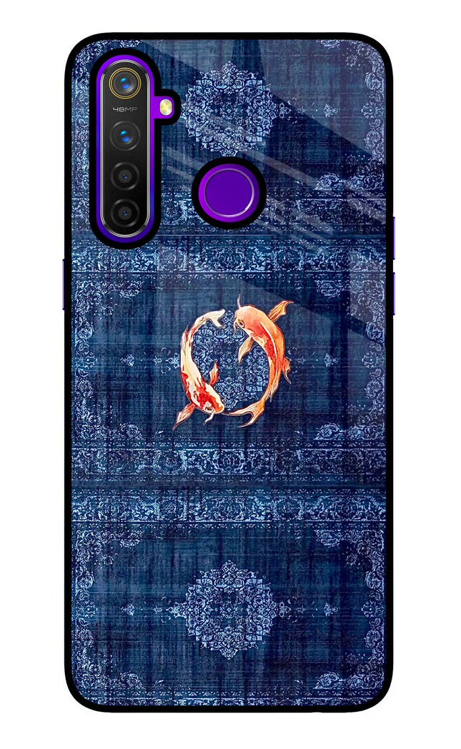 Koi Blue Realme 5 Pro Glass Case
