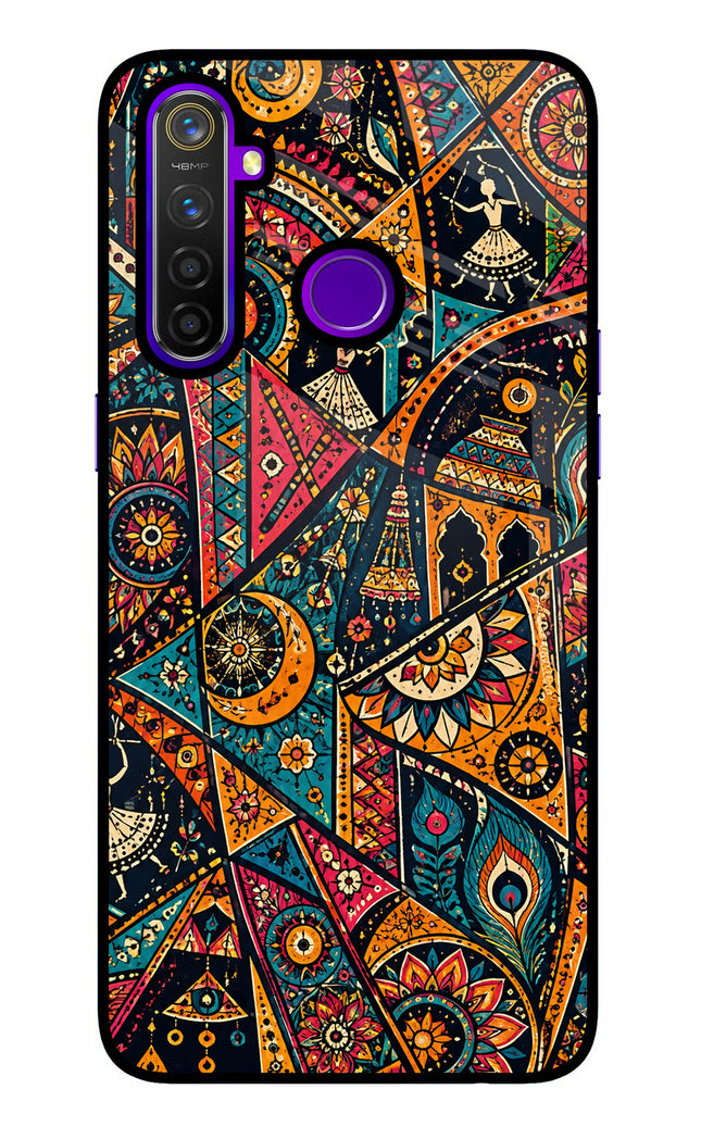 Folk Print Realme 5 Pro Glass Case