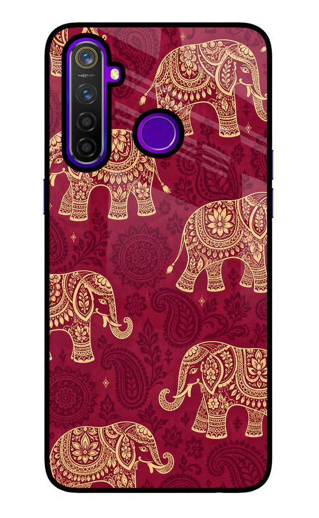 Maroon Elephant Realme 5 Pro Glass Case