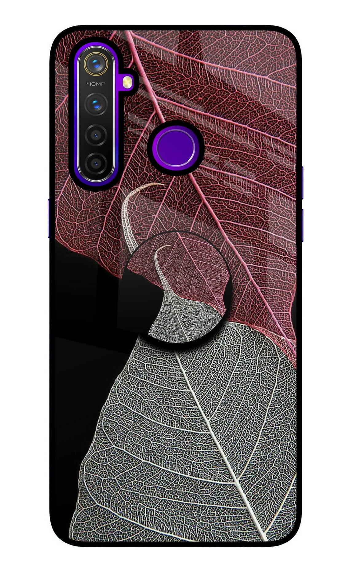 Leaf Pattern Realme 5 Pro Glass Case