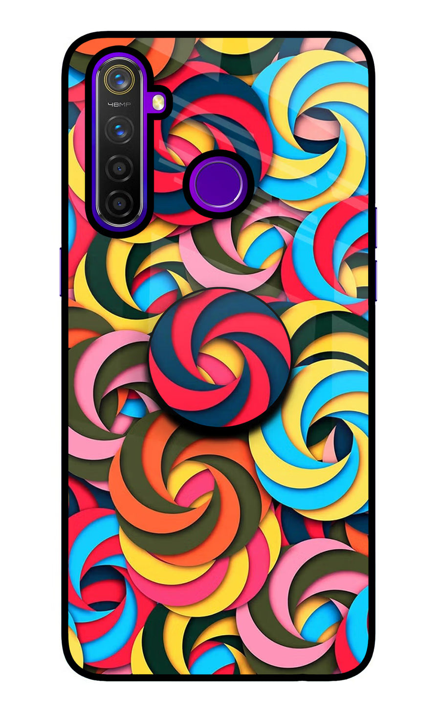 Spiral Pattern Realme 5 Pro Pop Case, Glass case