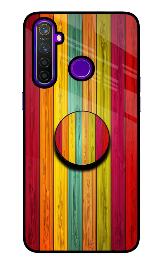 Multicolor Wooden Realme 5 Pro Glass Case