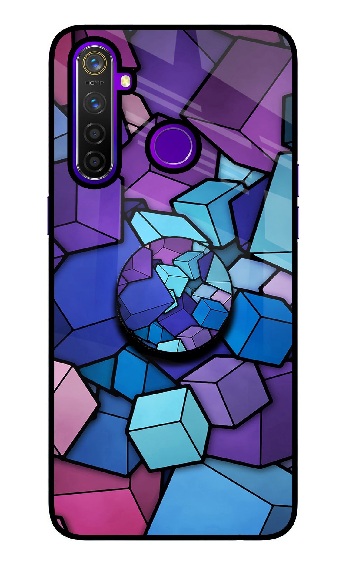 Cubic Abstract Realme 5 Pro Glass Case