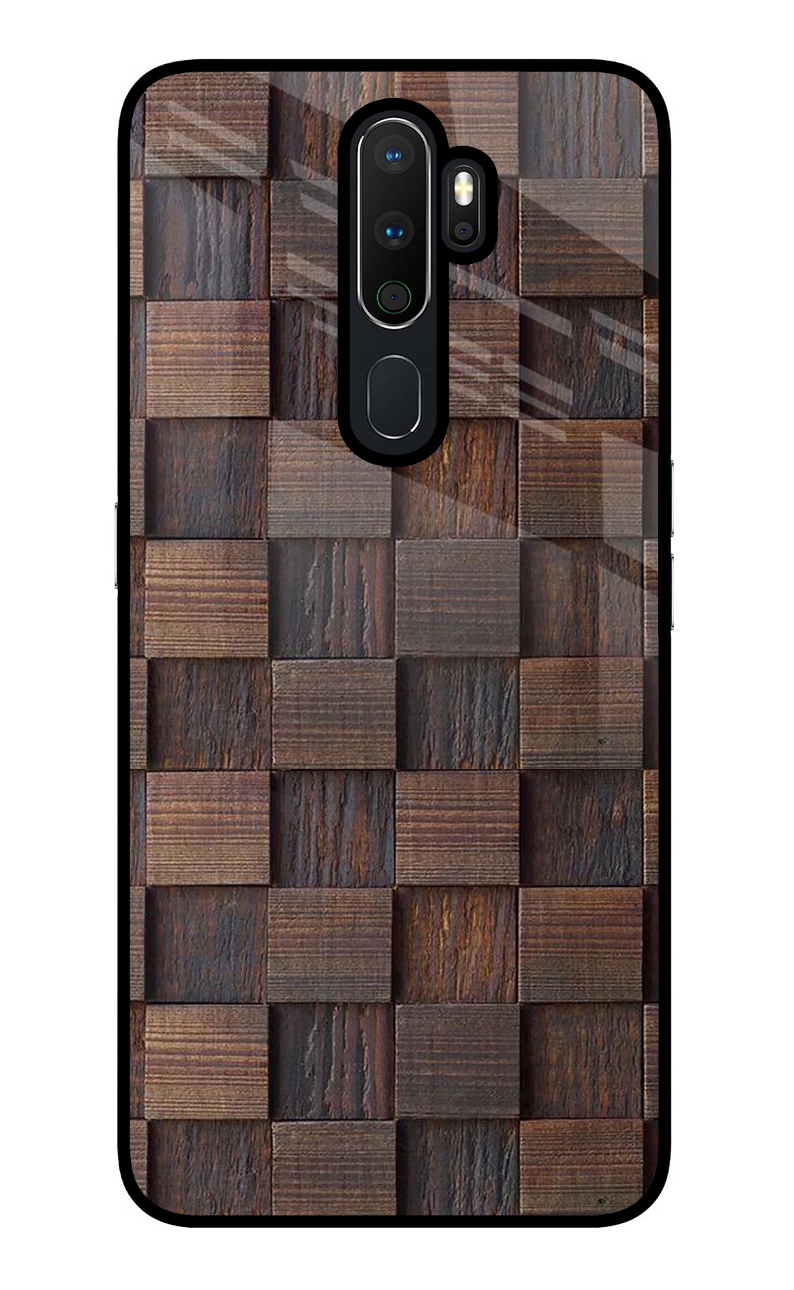 Wooden Cube Design Oppo A5 2020/A9 2020 Glass Case