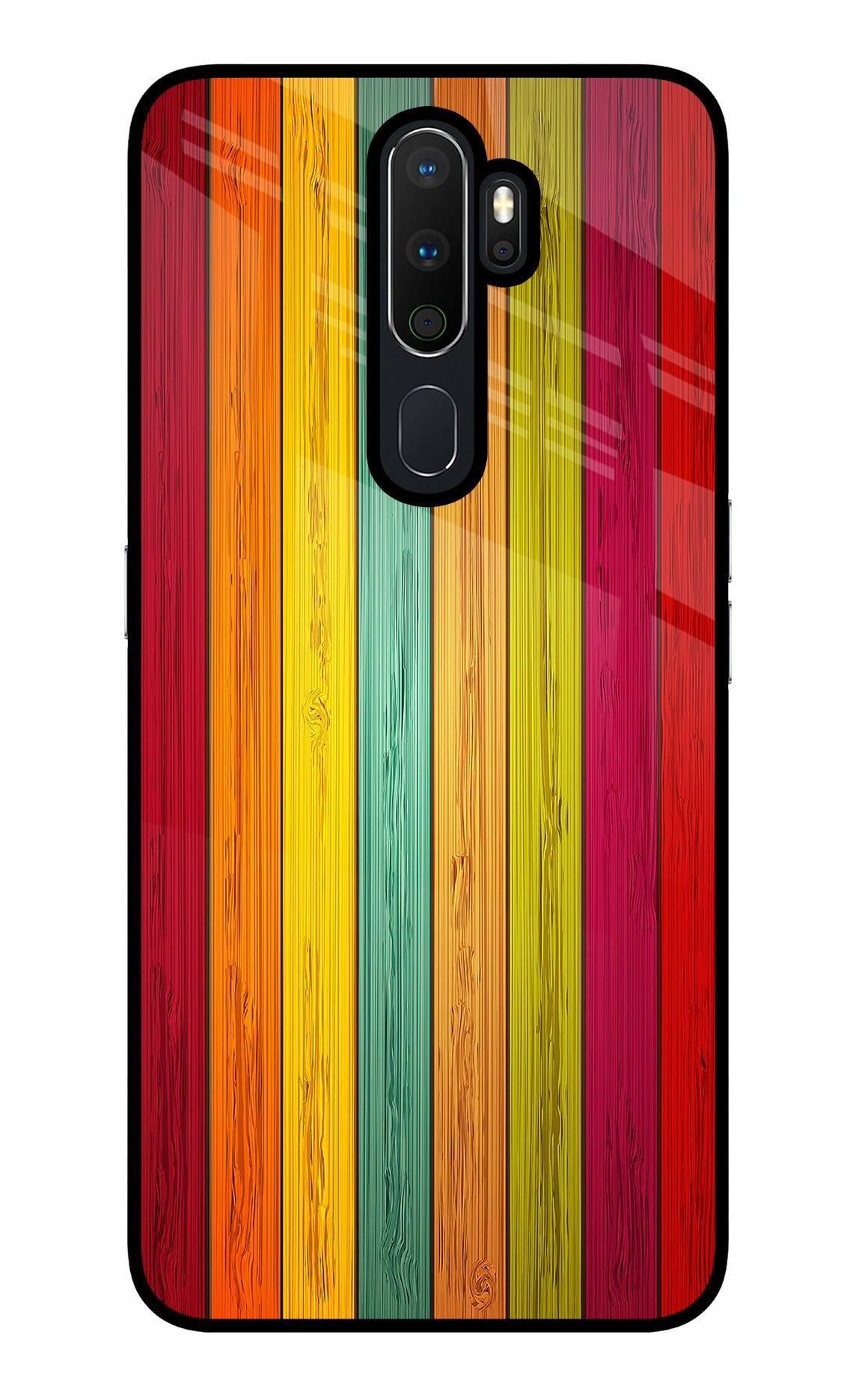 Multicolor Wooden Oppo A5 2020/A9 2020 Glass Case