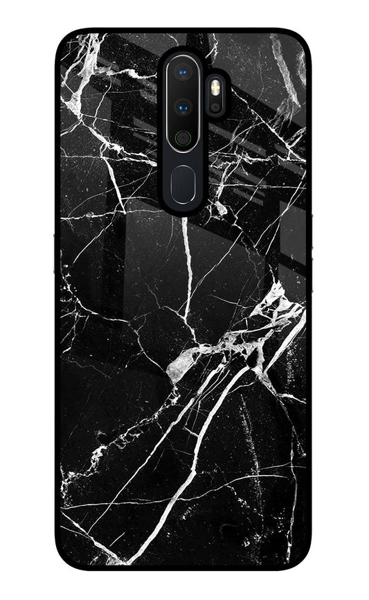 Black Marble Pattern Oppo A5 2020/A9 2020 Glass Case