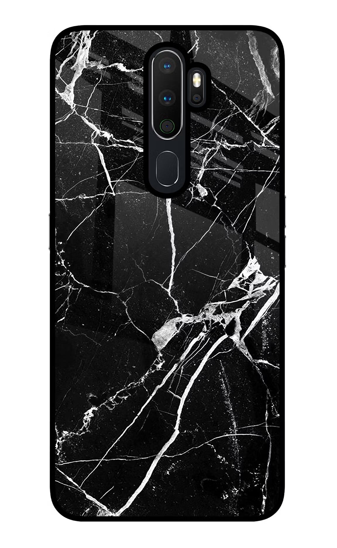 Black Marble Pattern Oppo A5 2020/A9 2020 Glass Case Back Cover by Casekaro