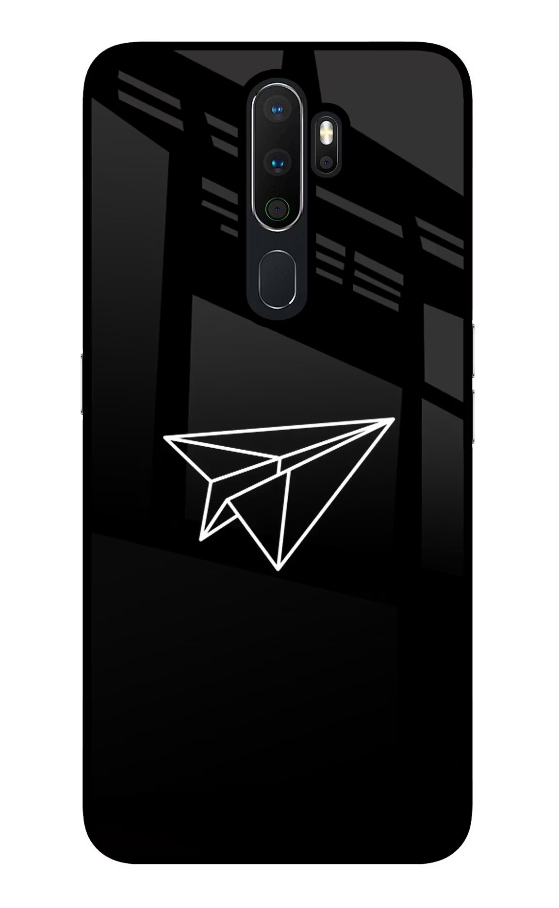 Paper Plane White Oppo A5 2020/A9 2020 Glass Case Back Cover by Casekaro
