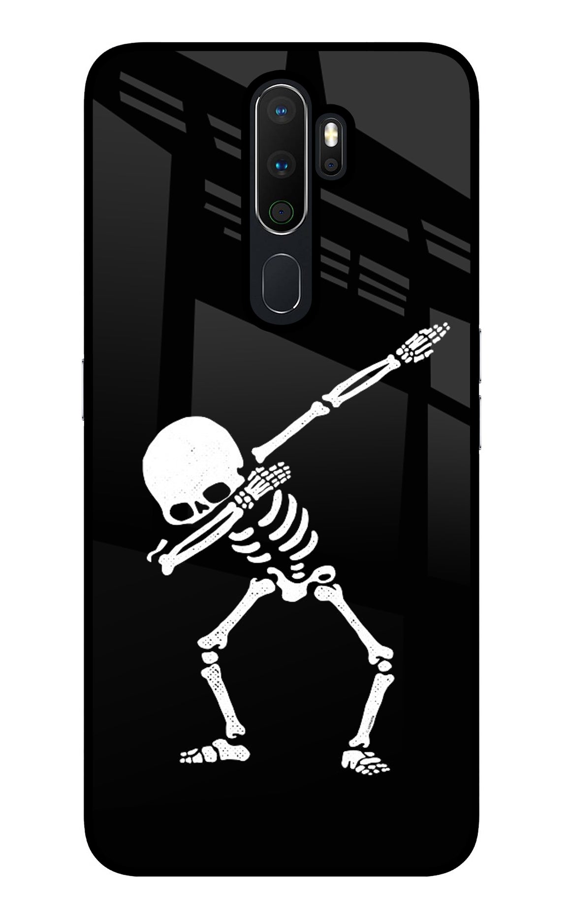 Dabbing Skeleton Art Oppo A5 2020/A9 2020 Glass Case