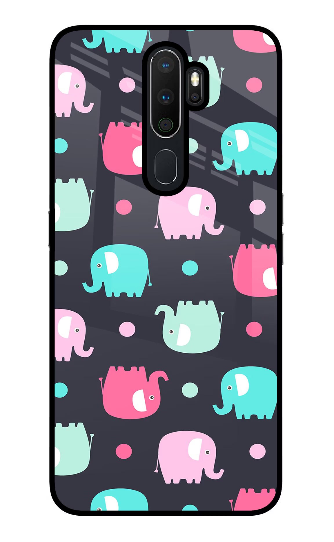 Elephants Oppo A5 2020/A9 2020 Glass Case Back Cover by Casekaro