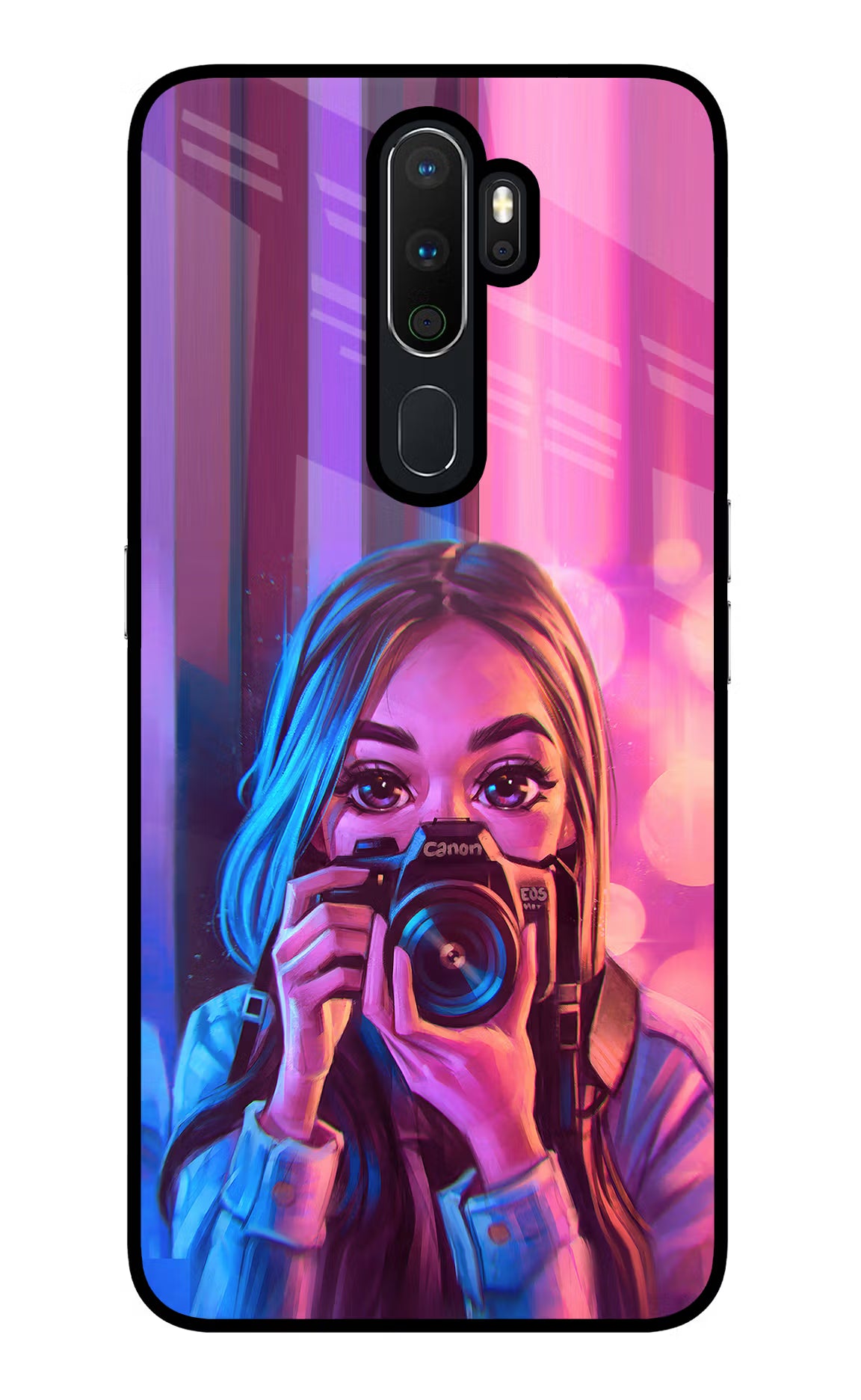 Girl Photographer Oppo A5 2020/A9 2020 Glass Case Back Cover by Casekaro