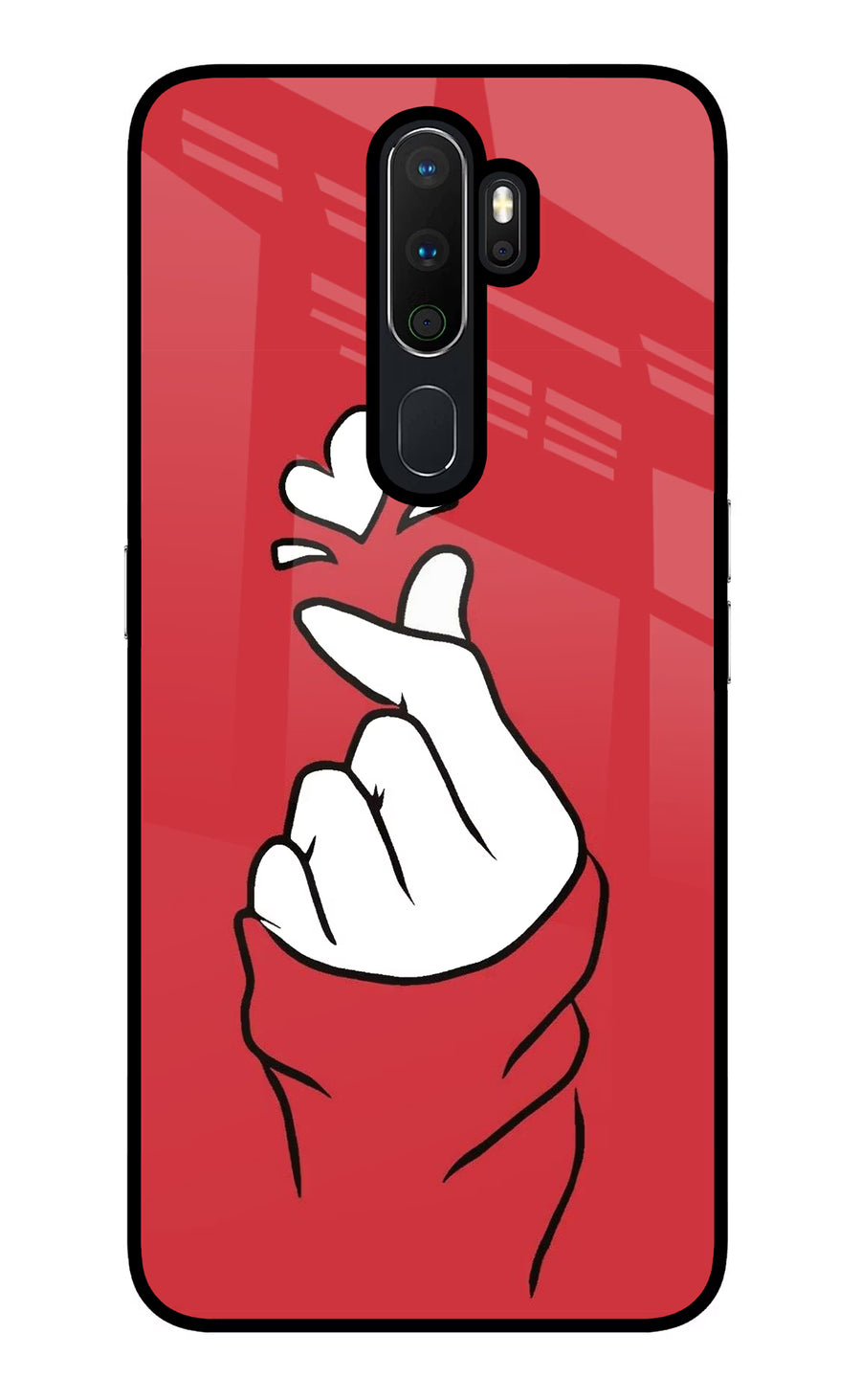 Korean Love Sign Oppo A5 2020/A9 2020 Back Cover, Glass case