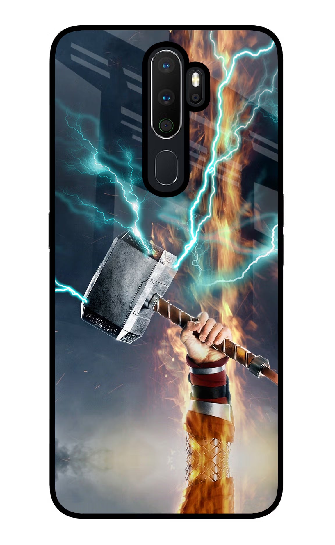 Thor Hammer Mjolnir Oppo A5 2020/A9 2020 Glass Case Back Cover by Casekaro