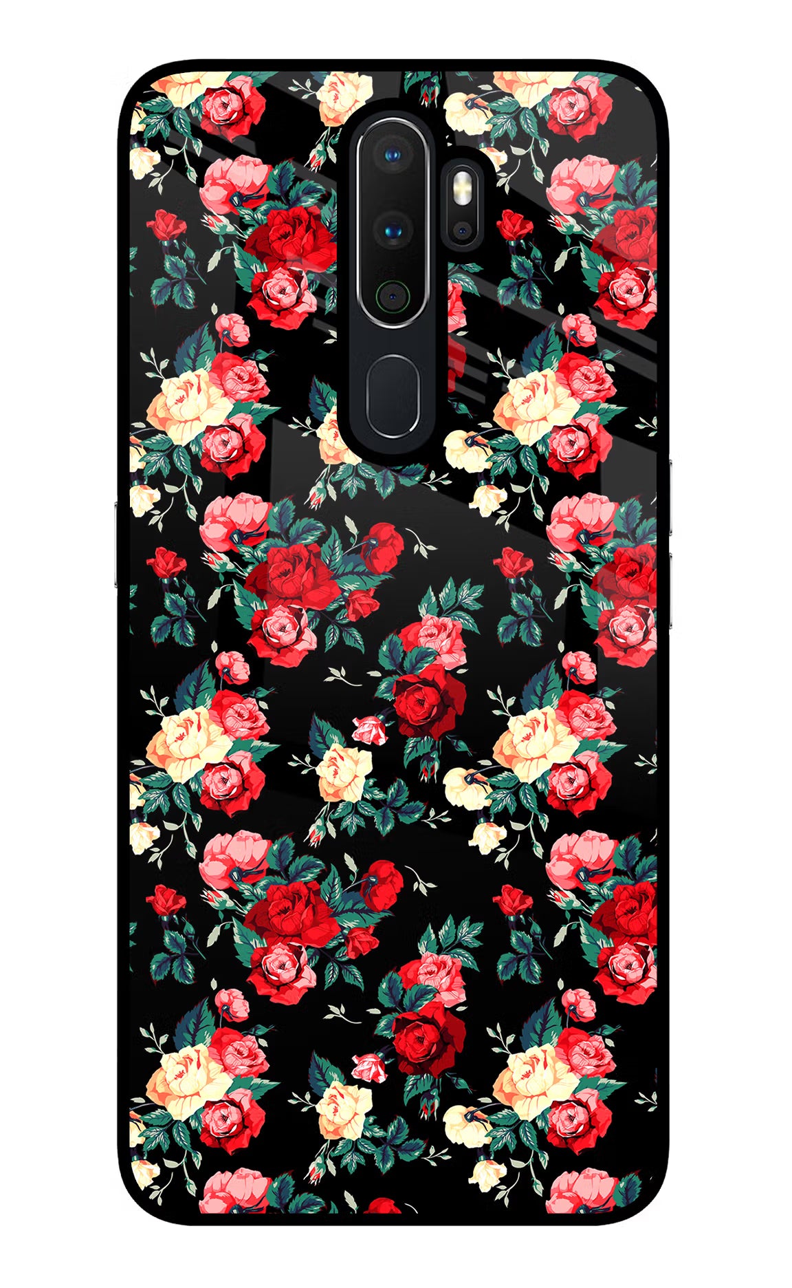 Rose Pattern Oppo A5 2020/A9 2020 Glass Case