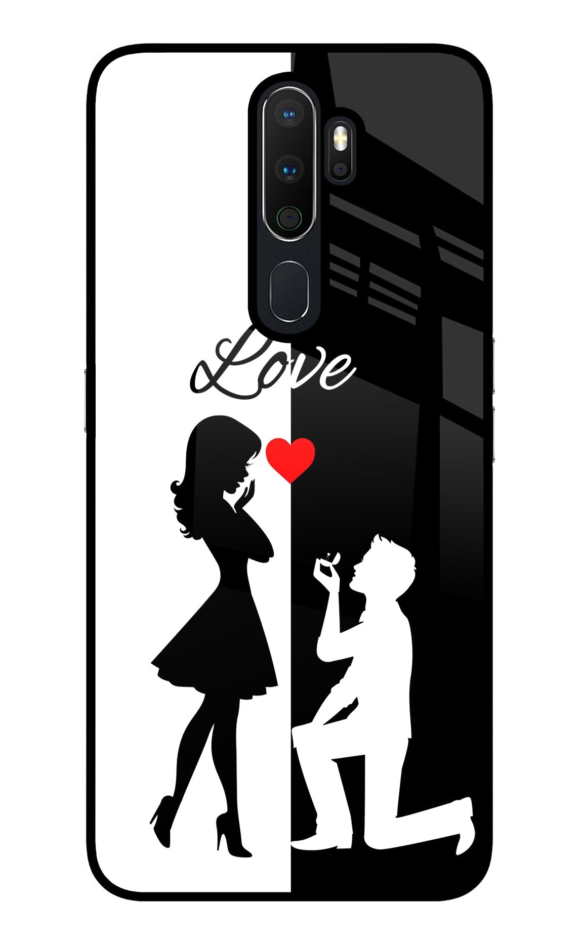 Love Propose Black And White Oppo A5 2020/A9 2020 Glass Case