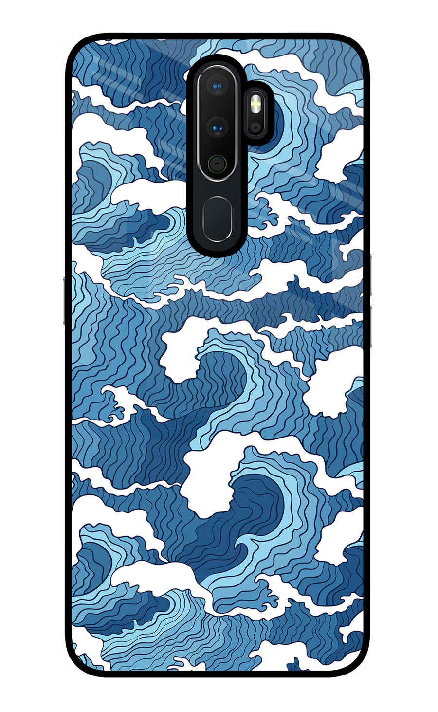 Blue Waves Oppo A5 2020/A9 2020 Back Cover, Glass case