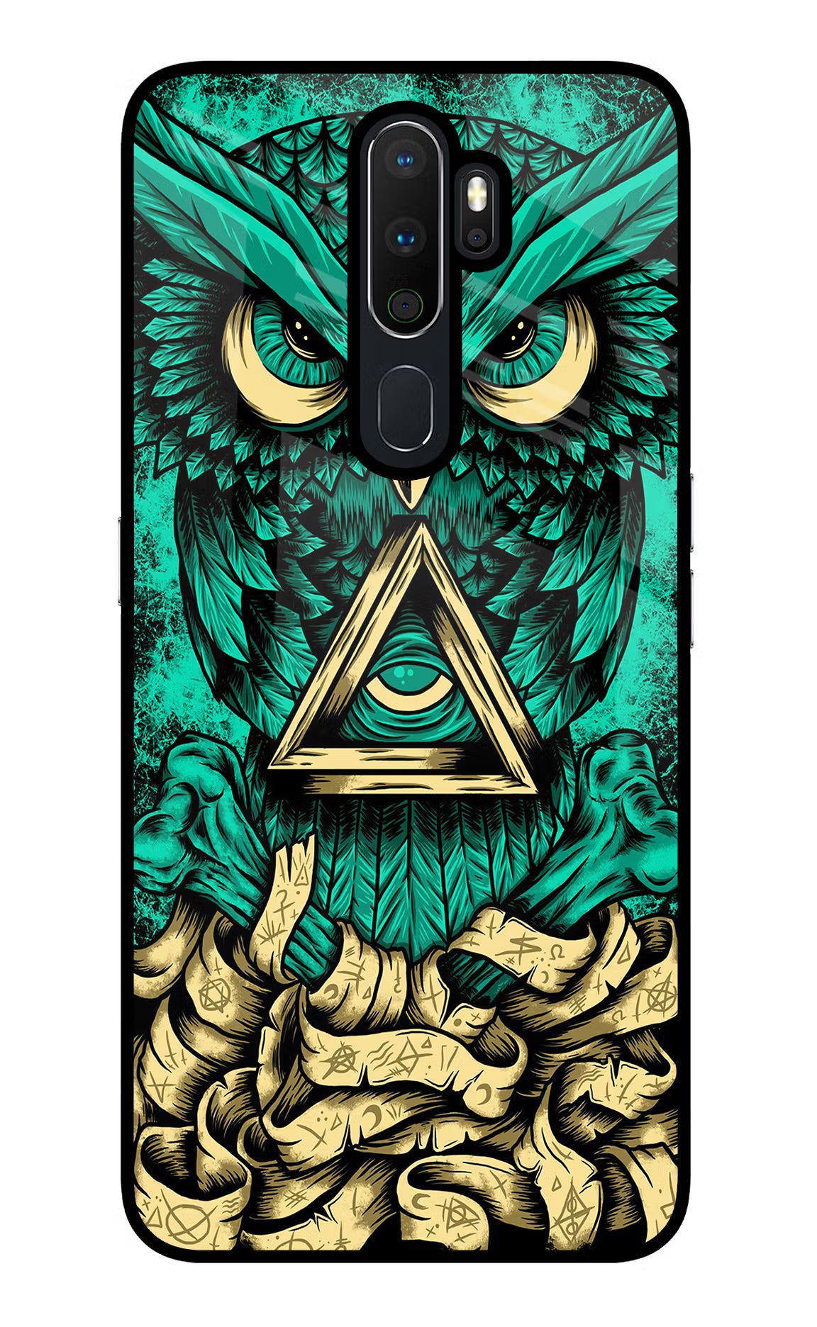 Green Owl Oppo A5 2020/A9 2020 Glass Case Back Cover by Casekaro