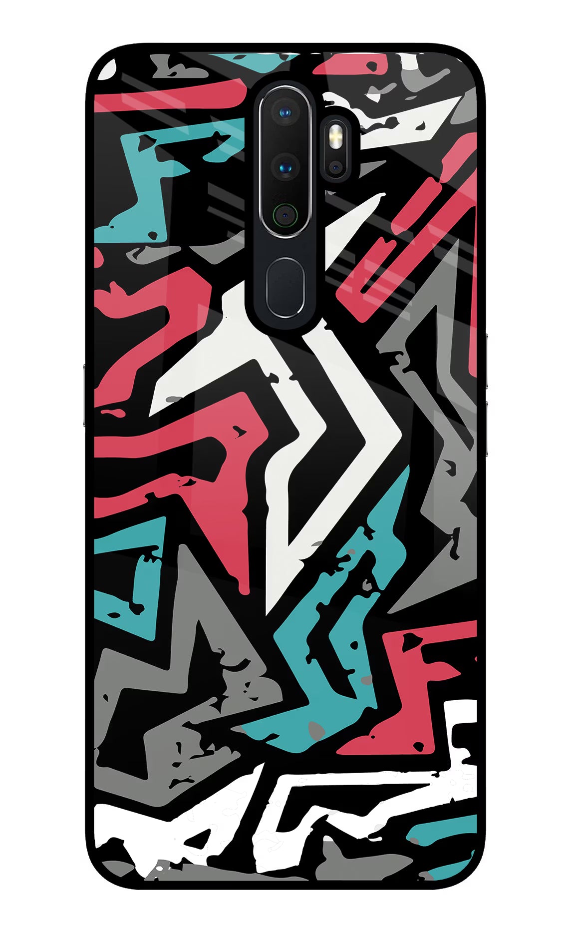 Geometric Graffiti Oppo A5 2020/A9 2020 Glass Case Back Cover by Casekaro