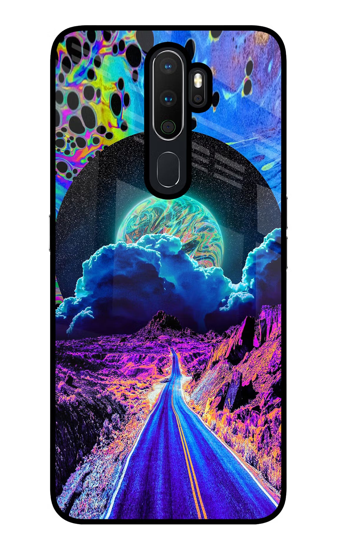 Psychedelic Painting Oppo A5 2020/A9 2020 Glass Case Back Cover by Casekaro