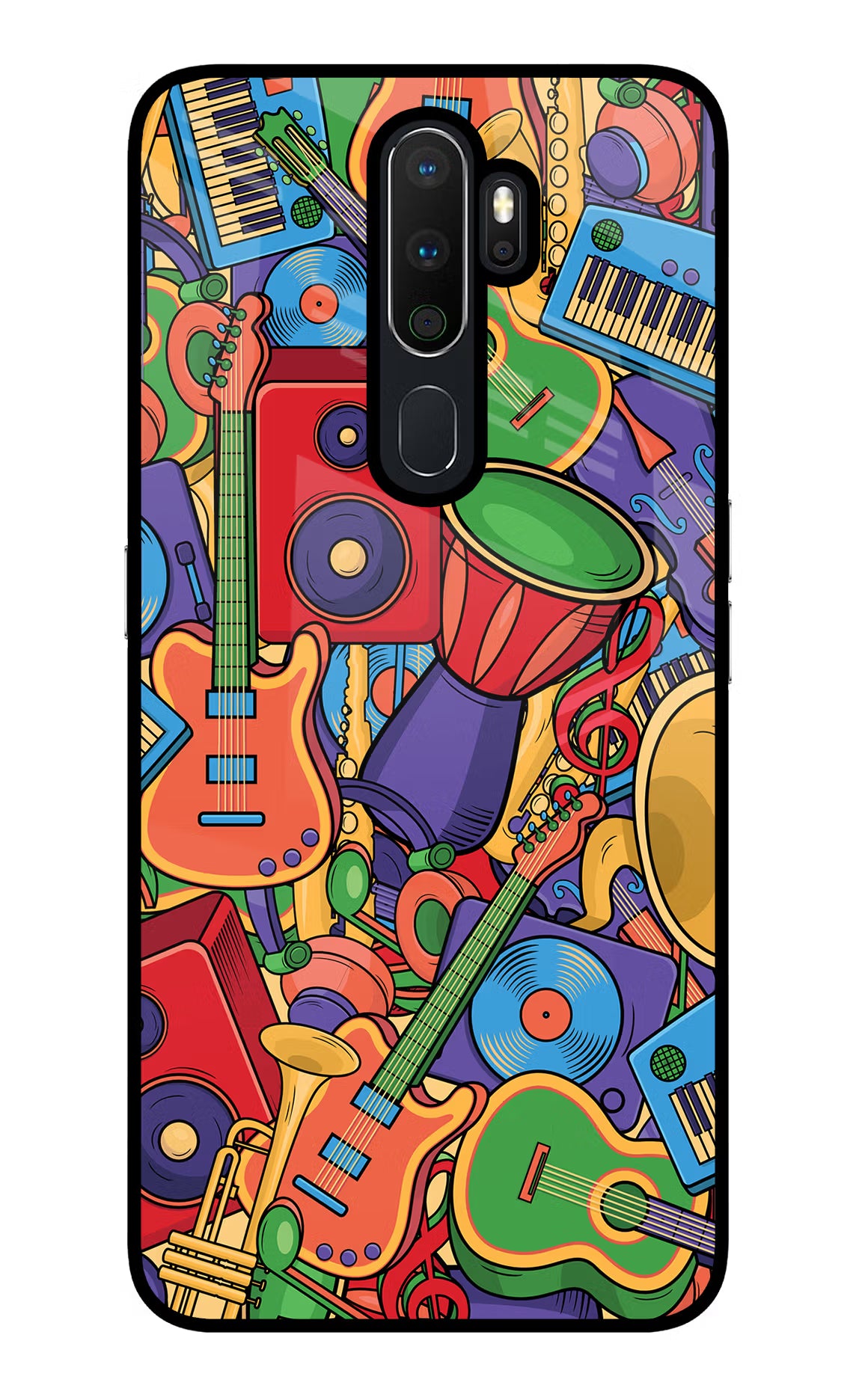 Music Instrument Doodle Oppo A5 2020/A9 2020 Glass Case Back Cover by Casekaro