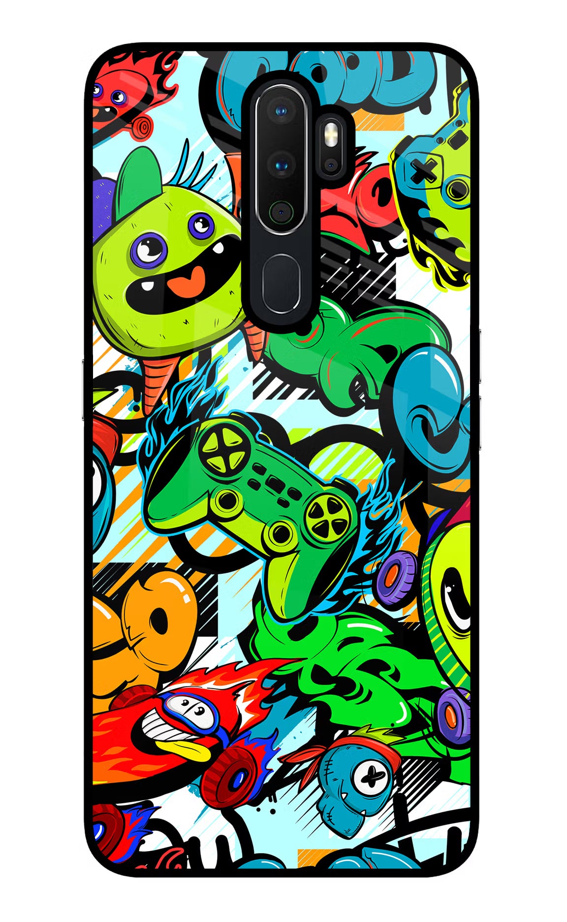 Game Doodle Oppo A5 2020/A9 2020 Glass Case Back Cover by Casekaro