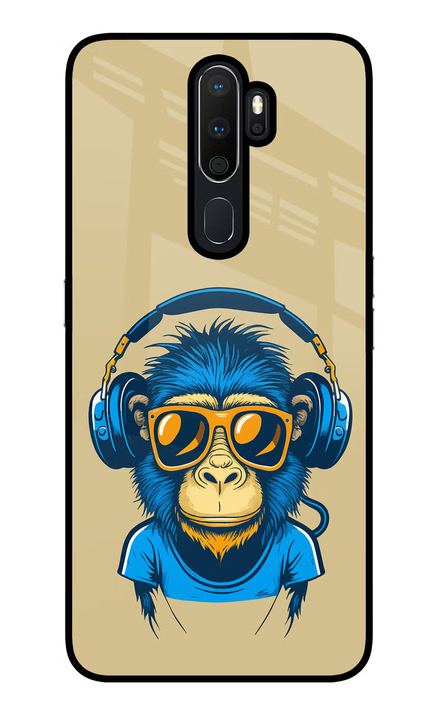 Monkey Headphone Oppo A5 2020/A9 2020 Back Cover, Glass case