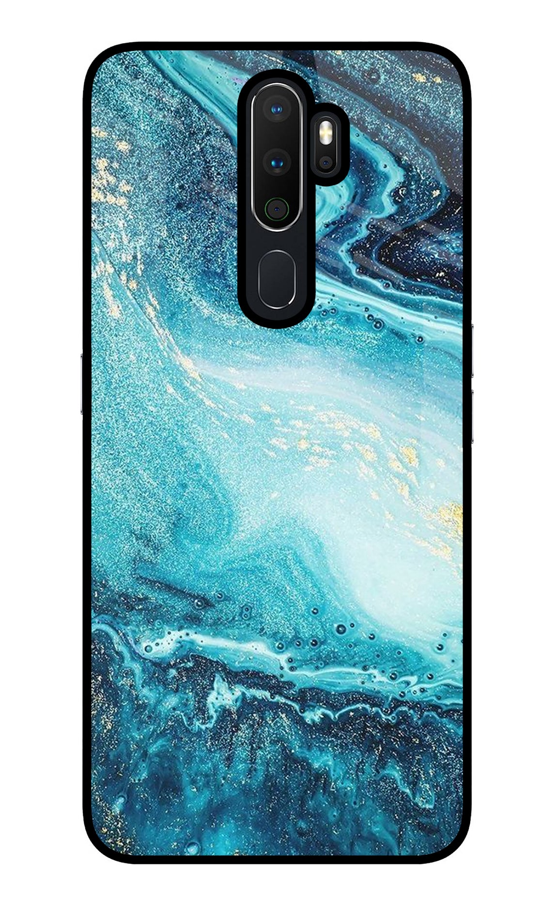 Blue Glitter Marble Oppo A5 2020/A9 2020 Glass Case