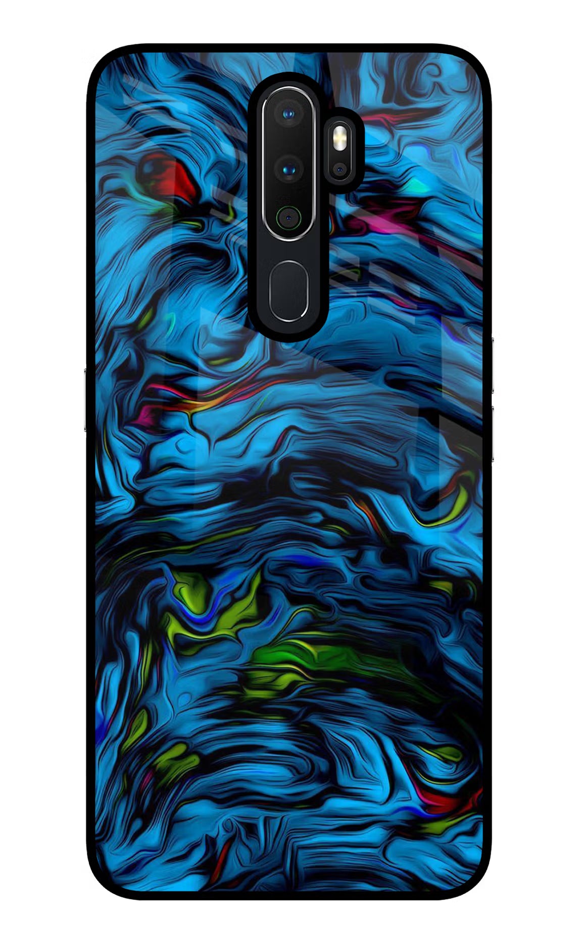Dark Blue Abstract Oppo A5 2020/A9 2020 Glass Case Back Cover by Casekaro