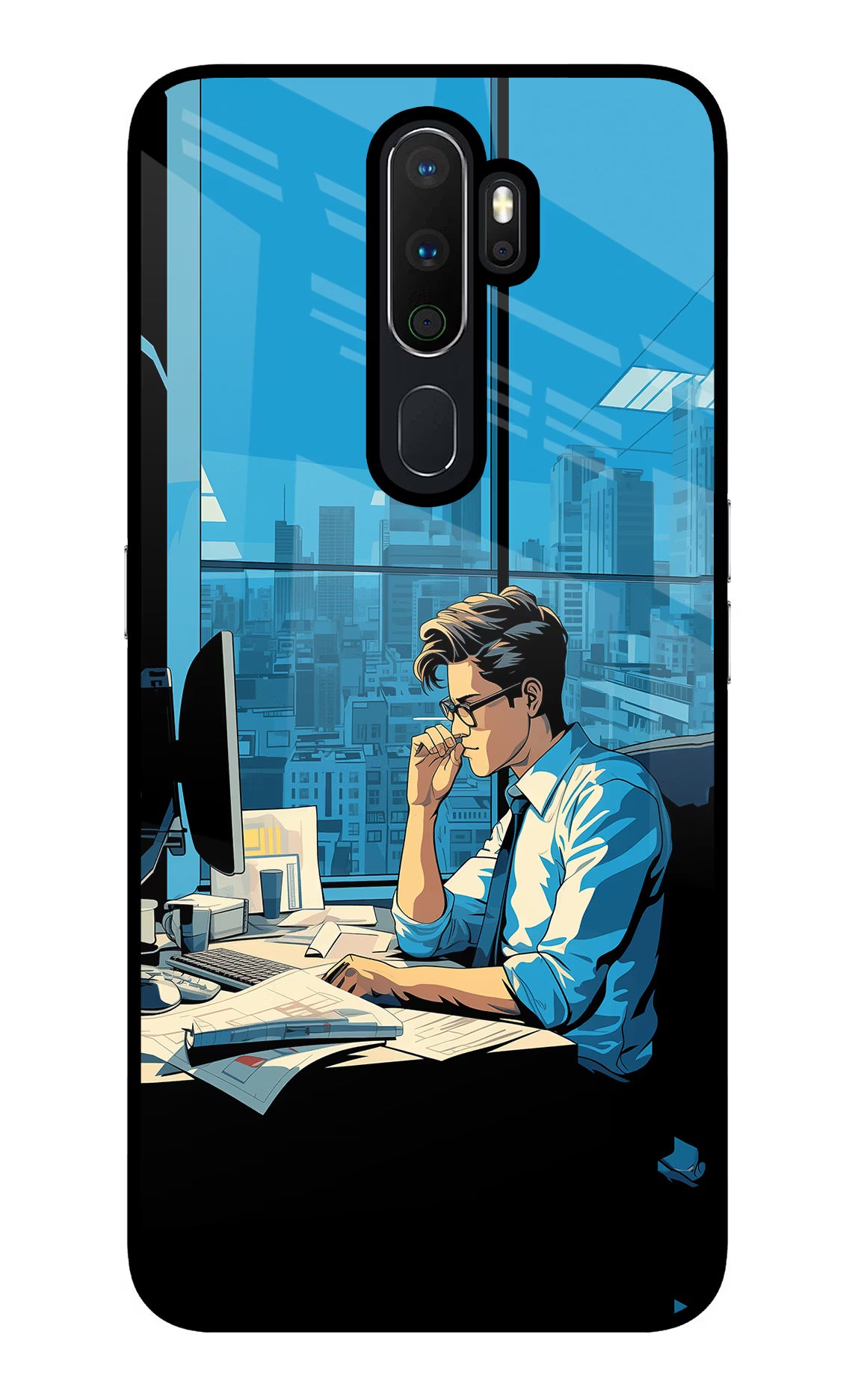 Focused Hustler (AI Generated) Oppo A5 2020/A9 2020 Glass Case Back Cover by Casekaro