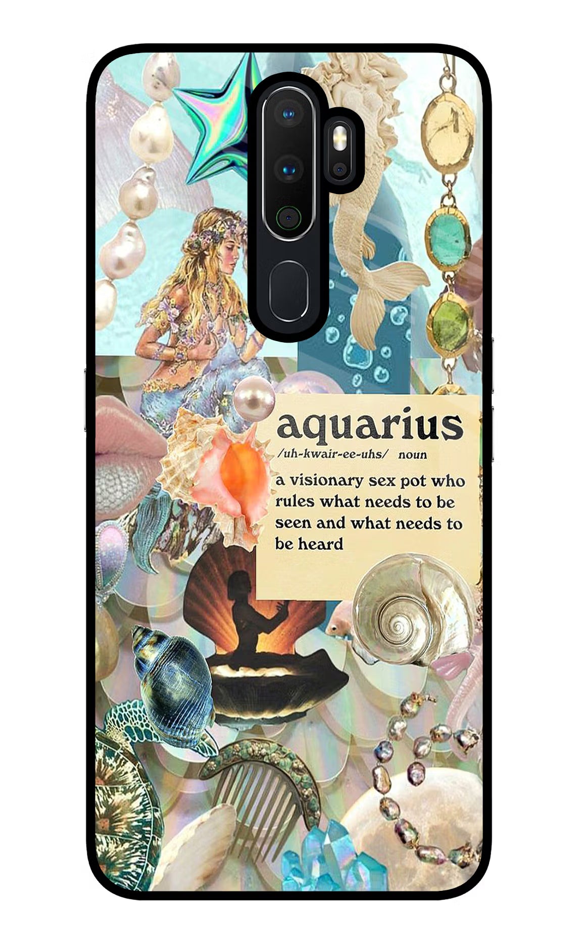 Aquarius Zodiac Oppo A5 2020/A9 2020 Glass Case Back Cover by Casekaro