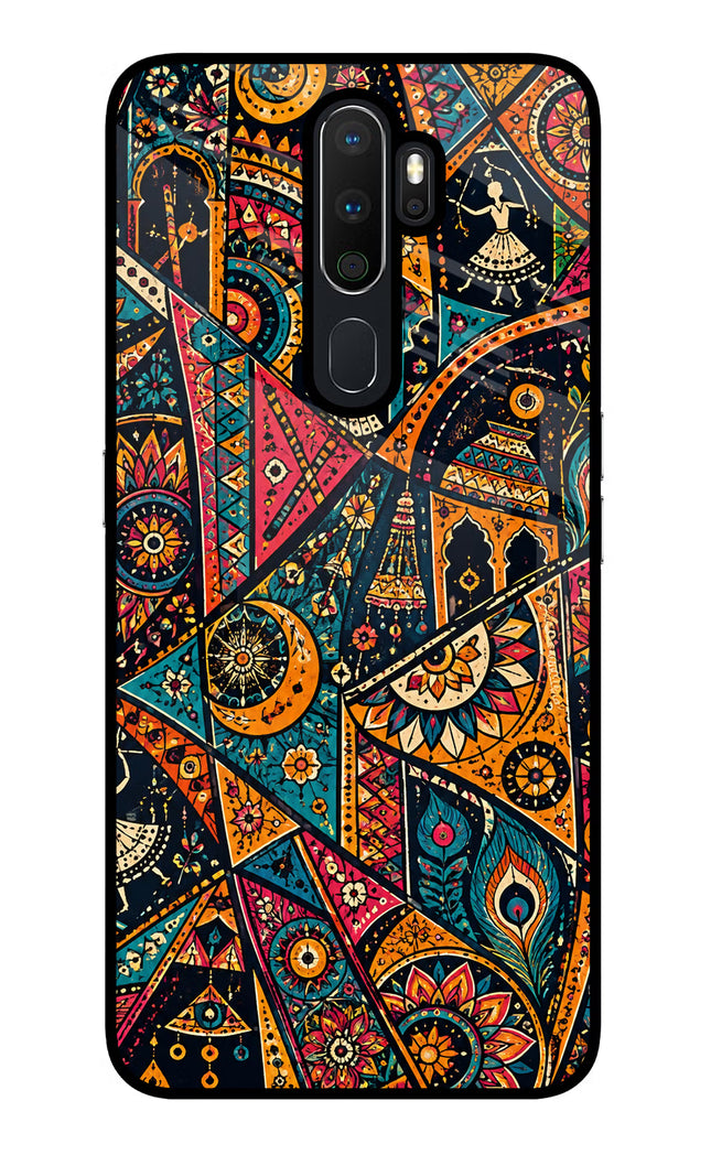 Folk Print Oppo A5 2020/A9 2020 Glass Case