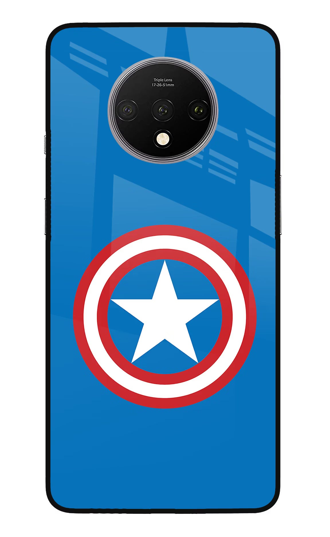 Captain America Logo Oneplus 7T Glass Case Back Cover by Casekaro
